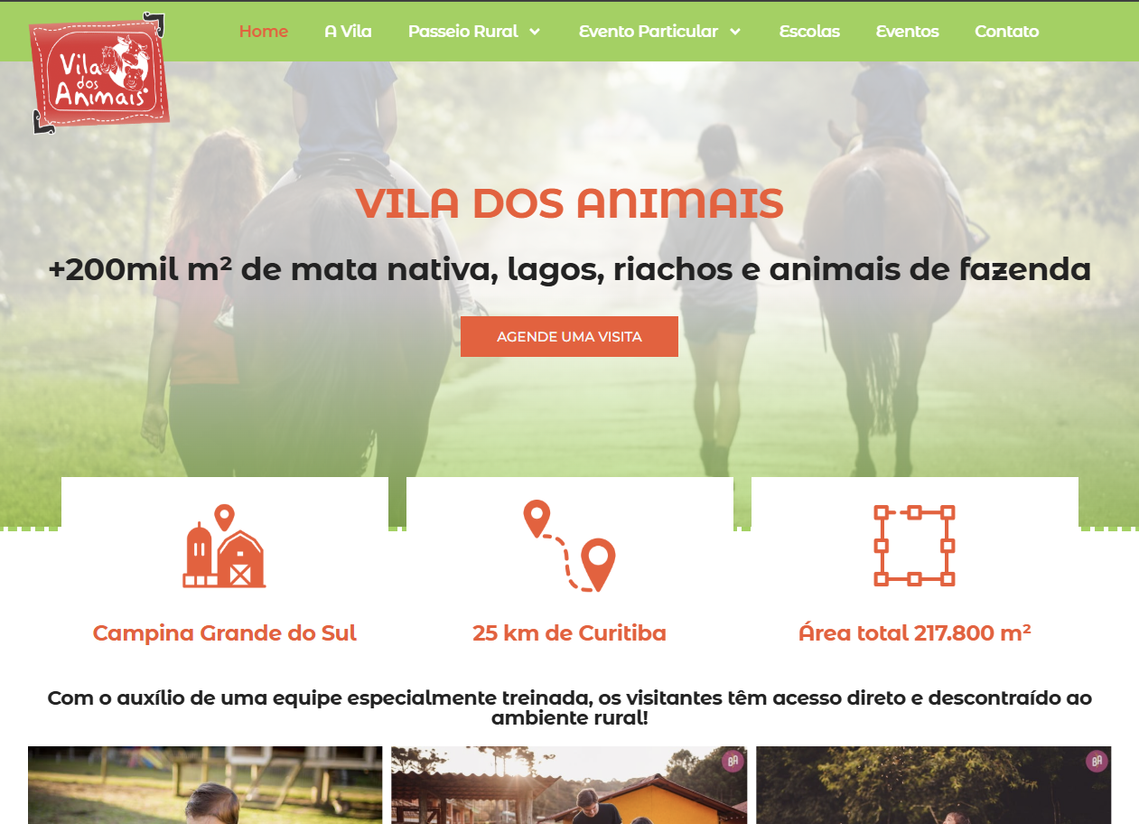 Homepage atual do viladosanimais.com.br (WordPress)